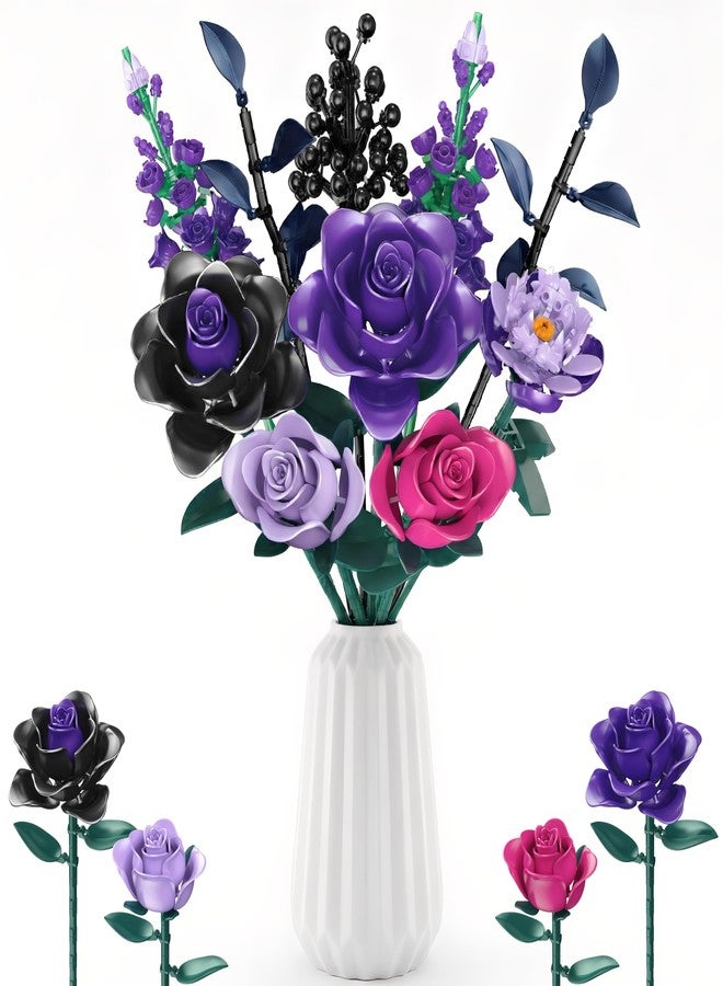 Ancesfun Purple Rose Building Blocks Set for Kids, 701PCS Flower Bouquet Toy, DIY Artificial Plant Gift for Girls, Women, Valentine's Day, Birthday, Mother's Day, Halloween Home Decor - Image 1